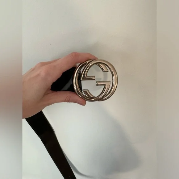 *AUTHENTIC Patent Leather Black GUCCI Belt Pre-Owned